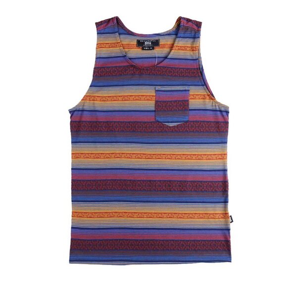 Men's Striped Tank Top with Stylish Chest Pocket Modern and Casual Look Size XL - Picture 1 of 5